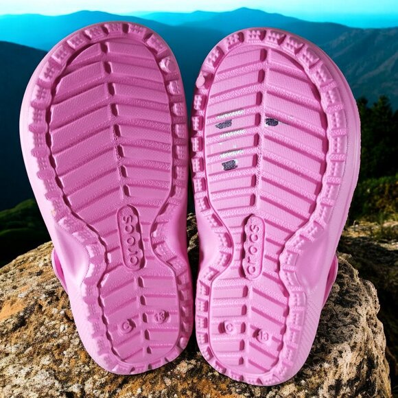 Crocs Classic Youth Size 13 Pink Faux Fur Lined Comfort Shoes 12437 - Picture 7 of 8
